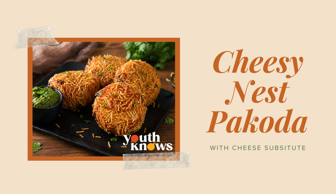 Cheesy Nest Pakoda with Cheese Substitute